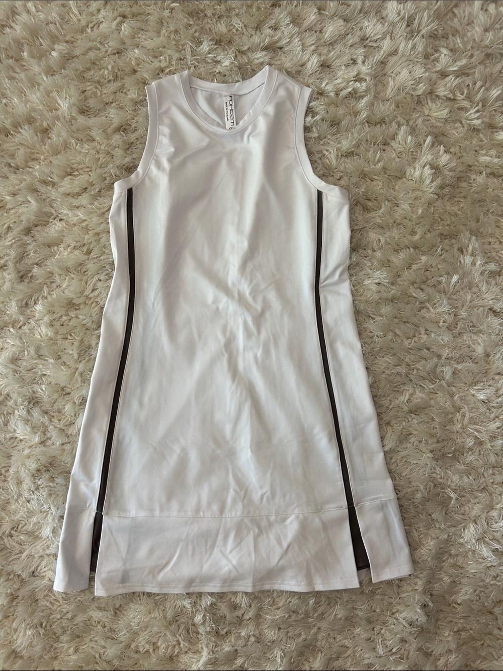 Inphorm White Sleeveless Athletic Dress with Mocha details